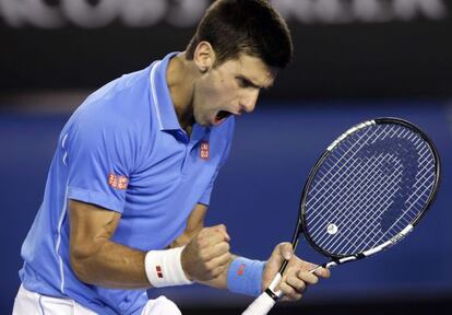 Djokovic celebra un punto.