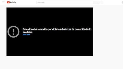 Imagem de vídeo retirado do ar pelo Youtube: nesta semana mais de 1.500 vídeos de canais bolsonaristas 'sumiram'.