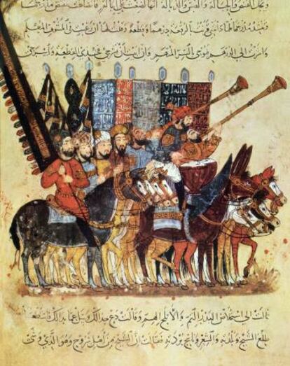 Miniatura pintada en el siglo XIII para un texto del escritor Al Hariri de Basora. 