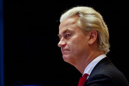 Geert Wilders, durante una reunión de líderes de partidos políticos, en la Haya este viernes.