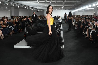 Kendall Jenner, durante el desfile de Ralph Lauren en el garaje de su casa de Bedford.