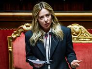 La primera ministra italiana Giorgia Meloni en el Parlamento en Roma, Italia.