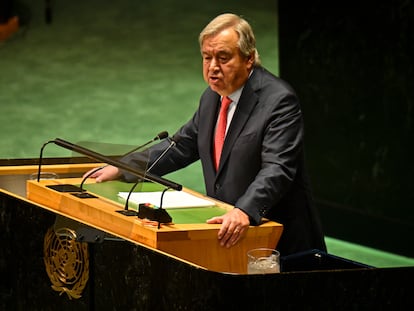 United Nation Secretary General António Guterres addresses the delegates during the 78th session of the United Nations General Assembly at United Nations Headquarters in New York, New York, on Sept. 19, 2023.