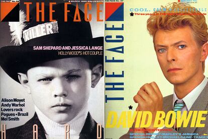 Dos portadas míticas de ‘The Face’, revista que diseñó durante cinco años.