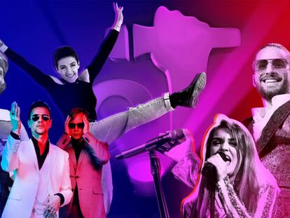 A la derecha, grupos que defienden los clásicos: Depeche Mode, Mark Knopfler (Dire Straits) y Ana Torroja (Mecano). A la derecha, las nuevas generaciones representadas por Maluma y Amaia, de 'OT'.