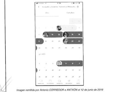 Calendario con la disponibilidad del piso de Fuencarral 94 (Madrid) que usaba la trama de Cerdán