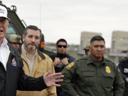 Donald Trump em Rio Grande, na fronteira com o México.