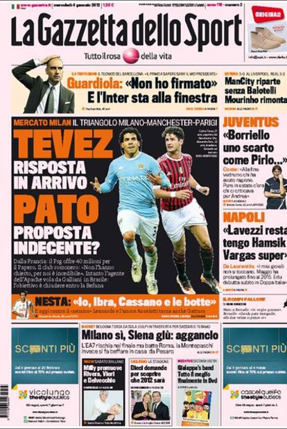 Portada de la 'Gazzetta dello Sport'.