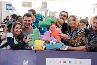 Tetris fans at the Lucca Comics & Games festival in November 2024.