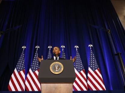 Barack Obama em discurso sobre a NSA, na semana passada.
