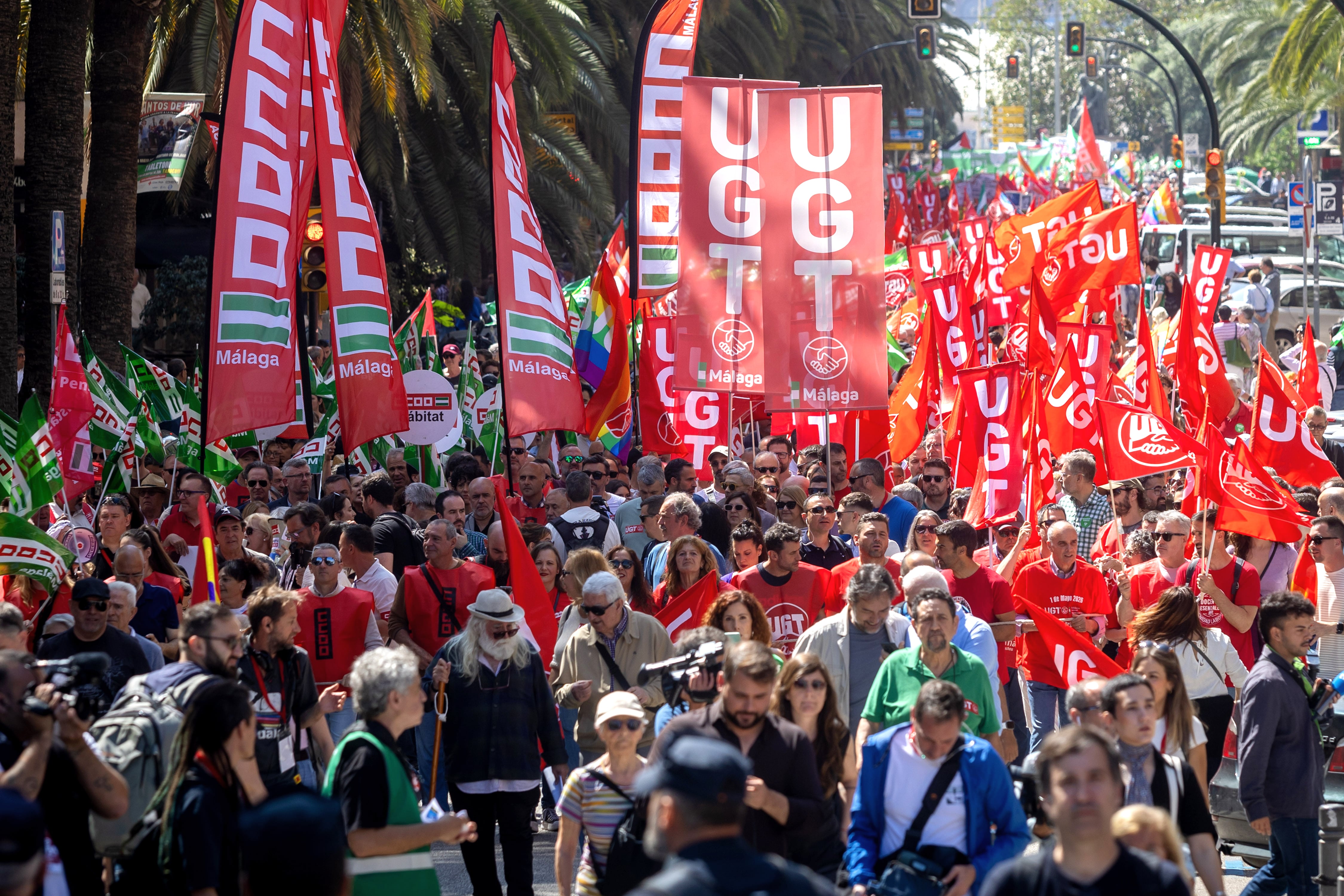 Una imagen de la manifestación en Málaga, que salió de la avenida Manuel Agustín Heredia y desembocó en la Plaza de la Constitución.