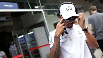 Lewis Hamilton, no circuito de Interlagos.