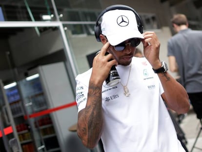 Lewis Hamilton, no circuito de Interlagos.