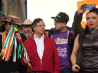Gustavo Petro en la Plaza de Bolivar, en Bogotá, Colombia, el 18 de Marzo de 2025.