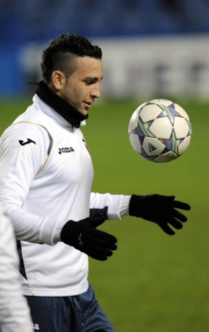 Rami, durante un entrenamiento con el Valencia.