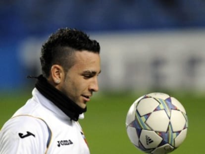 Rami, durante un entrenamiento con el Valencia.