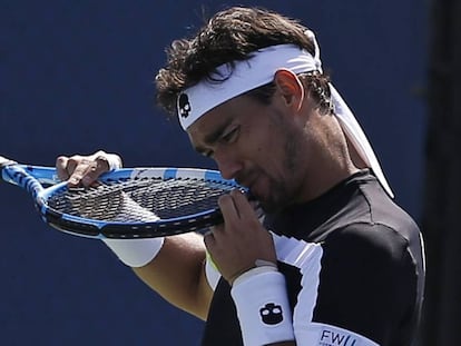 Fabio Fognini durante el partido ante Travaglia.