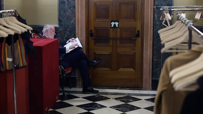 Jaime Mayor Oreja, exministro del Interior y presidente de honor de PNfV, este lunes en el Senado.