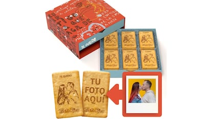 Galletas de TostaRica personalizadas con foto y dedicatoria para San Valentín