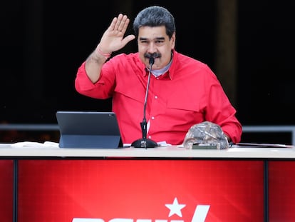 O presidente venezuelano Nicolás Maduro, em um ato do Partido Socialista Unido da Venezuela no último dia 24 de maio.