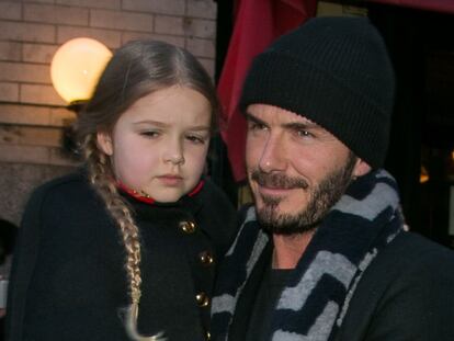 David Beckham y su hija Harper el pasado 14 de febrero en Nueva York.