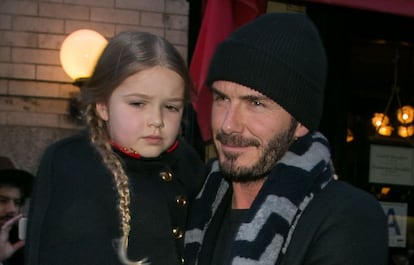 David Beckham y su hija Harper el pasado 14 de febrero en Nueva York.