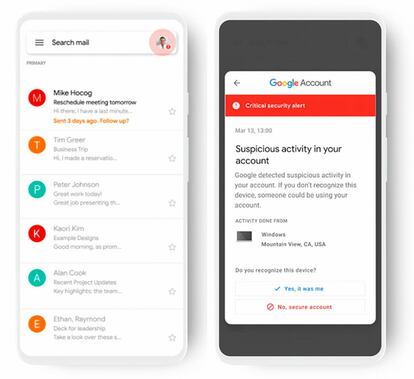 Nuevas alertas de seguridad en la aplicación de Google.