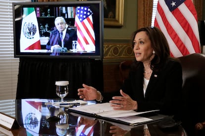 Kamala Harris, y el presidente de México, Andrés Manuel López Obrador sobre coronavirus y crisis migratoria