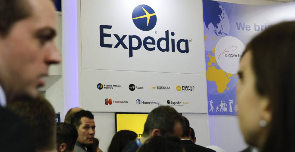 Estand de Expedia en una feria de turismo en Berlín.