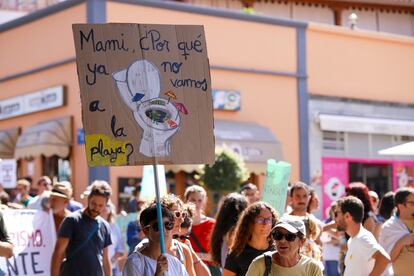 Manifestación este domingo en Los Llanos de Aridane, en La Palma. 