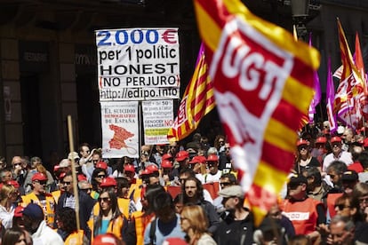 Detalle de la manifestaci&oacute;n en Barcelona