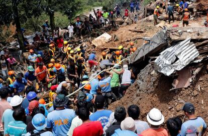 Trabajos de rescate de supervivientes en Itogon, el 17 de septiembre de 2018.