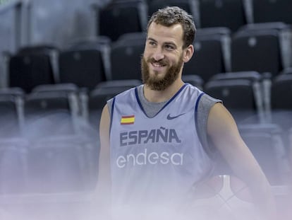 Sergio Rodr&iacute;guez, en un entrenamiento con Espa&ntilde;a