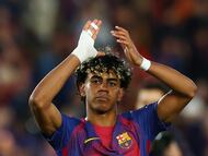 Lamine Yamal, en el partido del Barça ante el Espanyol.