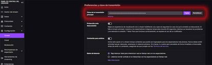 Clave de transmisión en Twitch