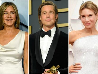 Los actores Jennifer Aniston, Brad Pitt y Renee Zellweger.