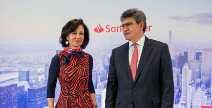 El consejero delegado de Banco Santander, José Antonio Álvarez, junto a la presidenta, Ana Botin.