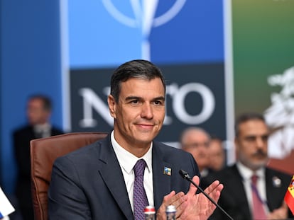 Vilnius (Lithuania), 11/07/2023.- Spain's Prime Minister Pedro Sanchez attends the meeting of the North Atlantic Council with Sweden at the NATO summit in Vilnius, Lithuania, 11 July 2023. The North Atlantic Treaty Organization (NATO) Summit will take place in Vilnius on 11 and 12 July 2023 with the alliance's leaders expected to adopt new defense plans. (Lituania, España, Suecia) EFE/EPA/FILIP SINGER