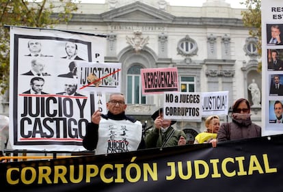 People protesting outside the Supreme Court on Tuesday.