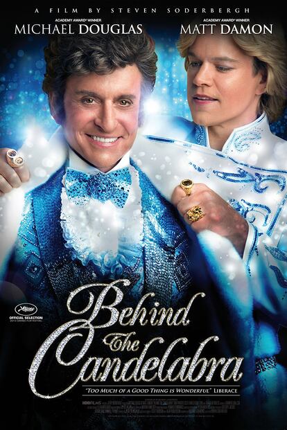 Cartel de Behind the candelabra, película en la que el actor interpretó magistralmente al pianista Liberace (2013).