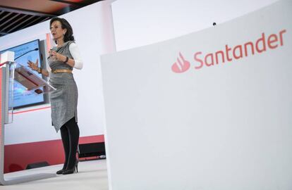 La presidenta del banco Santander, Ana Botín, durante la presentación de resultados de 2018.