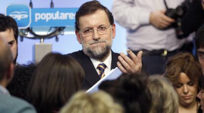 Mariano Rajoy, durante la comparecencia en la sede del PP.