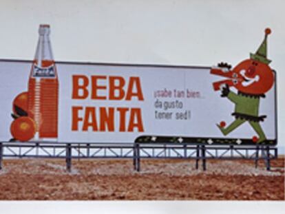 Anuncio de Fanta en una valla en la década de los 60.