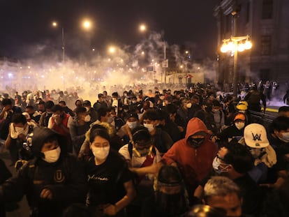 Protestas en el centro del Lima en noviembre de 2020