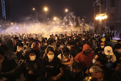 Protestas en el centro del Lima en noviembre de 2020