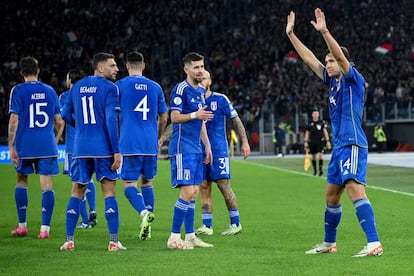 Chiesa celebra el 2-0 ante Macedonia, este viernes en Roma.