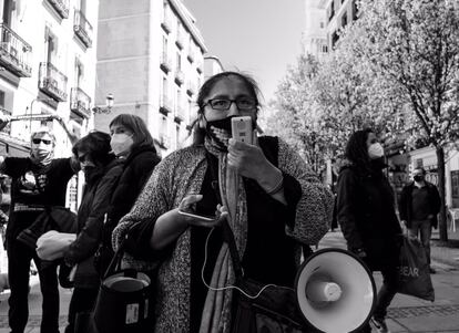 Imagen de la marcha organizada en Madrid por la Coordinadora de Pueblos y Barrios de la capital el 21 de marzo de 2021.