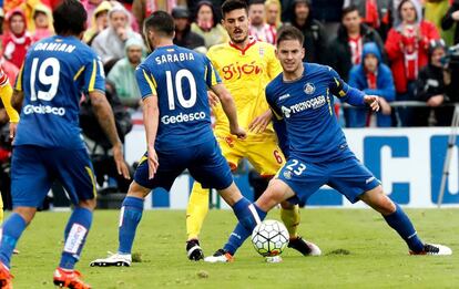 Medr&aacute;n, en un partido con el Getafe.