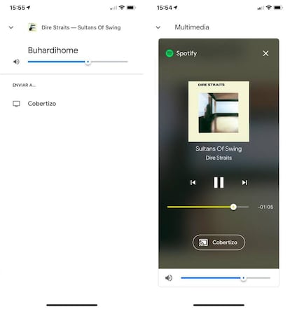 Cambiar la música de un Google Home a un Chromecast.