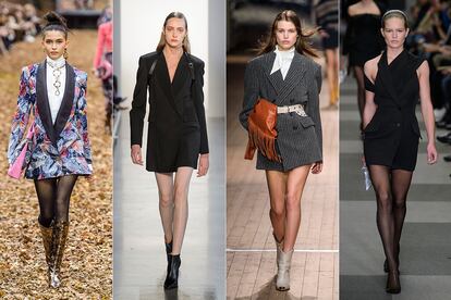 Escapando de los destellos, la tendencia de lucir una americana como vestido ha resonado con fuerza sobre la pasarela entre las colecciones otoño-invierno 2018/19 de firmas como Chanel, Dion Lee, Isabel Marant o Alexander Wang.